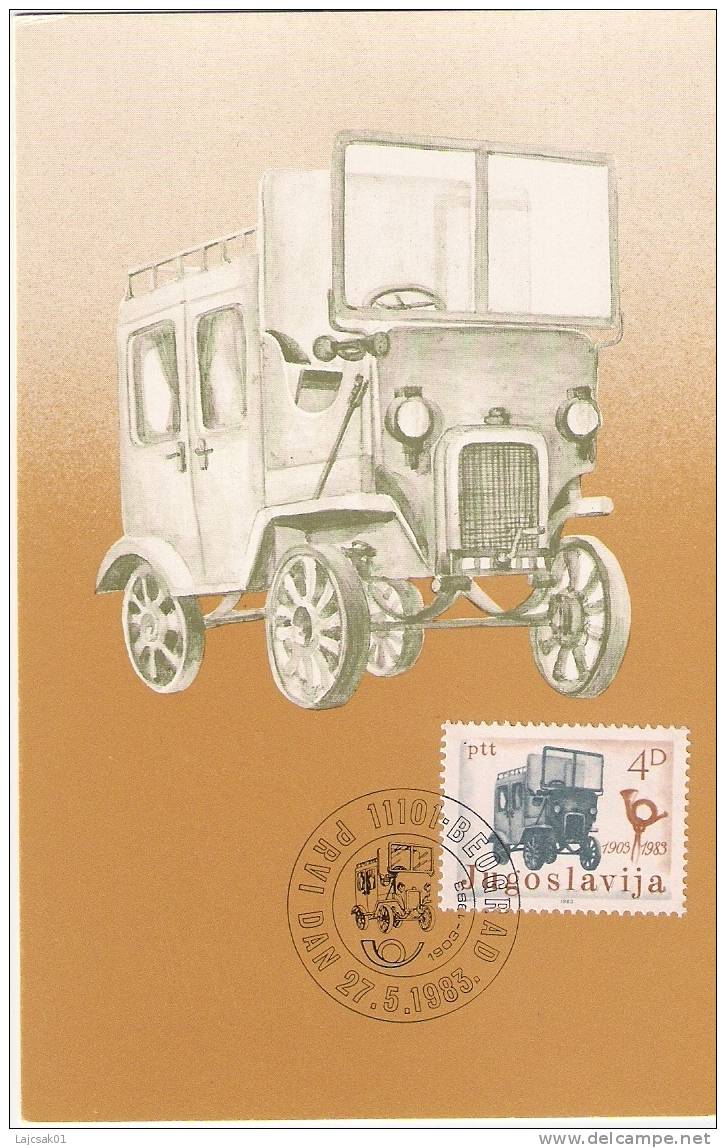 Yugoslavia 1983.Carte Maximum CM  80 Years Of The First Postal Car In Montenegro - Cartes-maximum