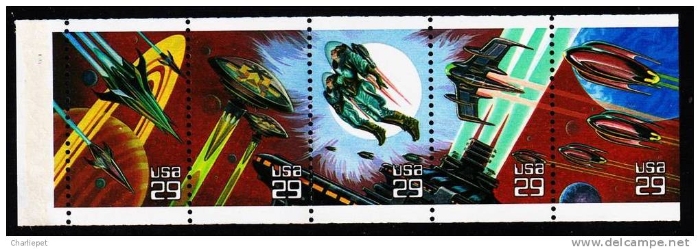 USA United States 1993, 29¢ Space Fantasy Bklt Pane/5 MNH Scott # 2745a - Unused Stamps