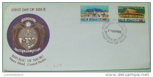 Nauru 1975 FDC Cover Unsent - South Pacific Conference - Local Architecture - Flags - Nauru