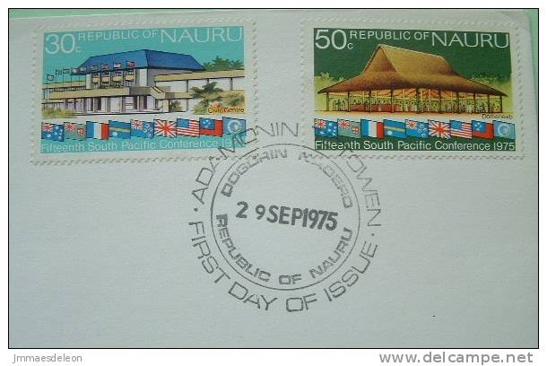Nauru 1975 FDC Cover Unsent - South Pacific Conference - Local Architecture - Flags - Nauru