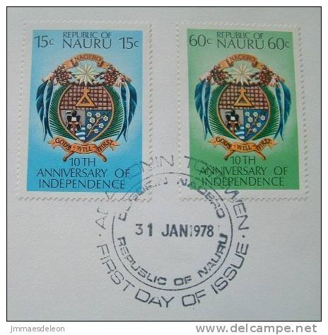 Nauru 1978 FDC Cover Unsent - Coat Of Arms - Church Flower Bird - Nauru