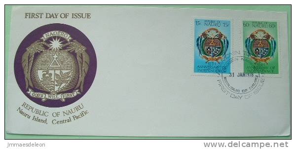 Nauru 1978 FDC Cover Unsent - Coat Of Arms - Church Flower Bird - Nauru