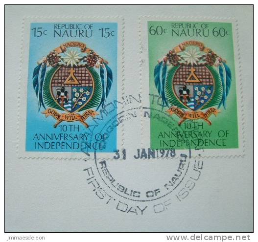 Nauru 1978 FDC Cover Unsent - Coat Of Arms - Church Flower Bird - Nauru