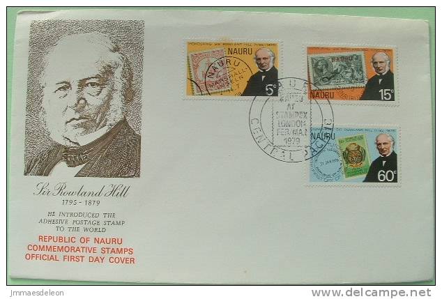 Nauru 1979 Commemorative FDC Cover Unsent - Rowland Hill STAMPEX London Cancel - Stamp On Stamp - Nauru