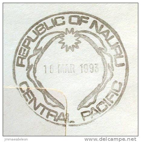 Nauru 1993 Oficial Cover To Belgium - Congregational Church Religion Coconut Trees Plane - Nauru