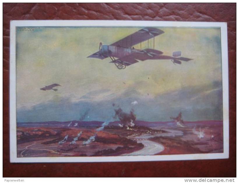 WW1 Propaganda Card - Militärdoppeldecker / Marne - 1914-1918: 1st War