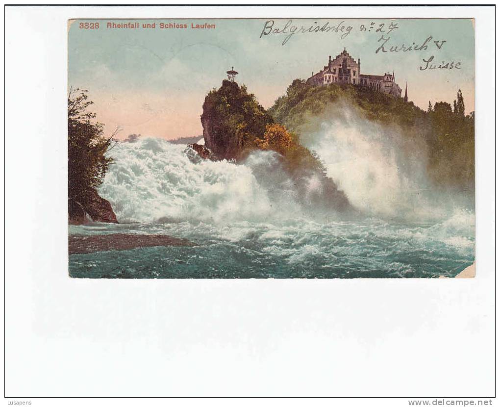 OLD FOREIGN 5818 - SUISSE SWITZERLAND SCHWEIZ - RHEINFALL UND SCHLOSS LAUFEN - Laufen-Uhwiesen 