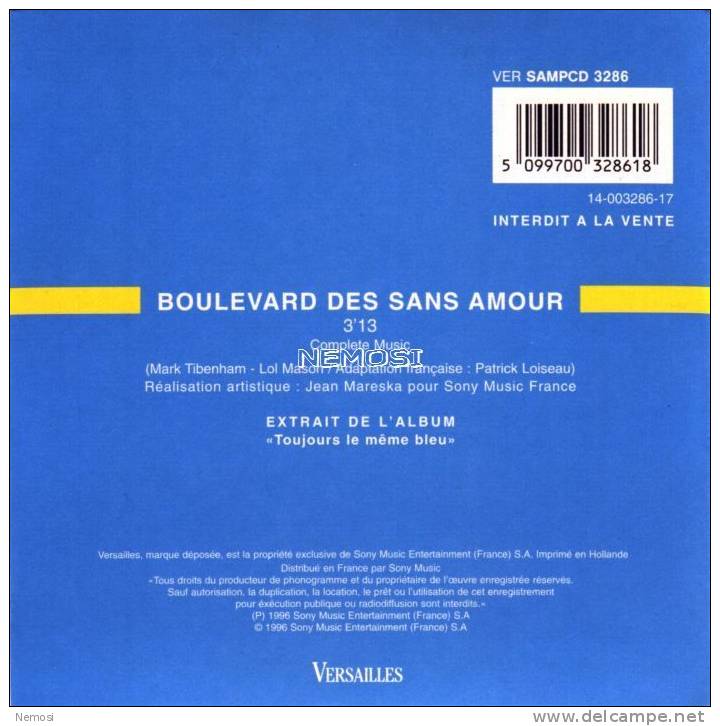 CD - DAVE - Boulevard Des Sans Amours (3.13) - PROMO - Collectors