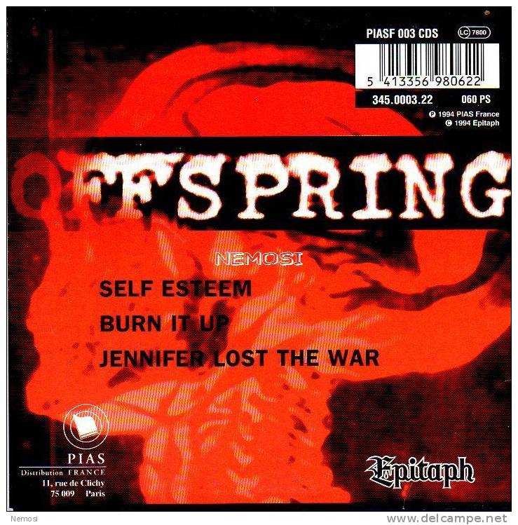 CD - OFFSPRING - Self Esteem (4.18) - Burn It Up (2.42) - Jennifer Lost The War - Verzameluitgaven