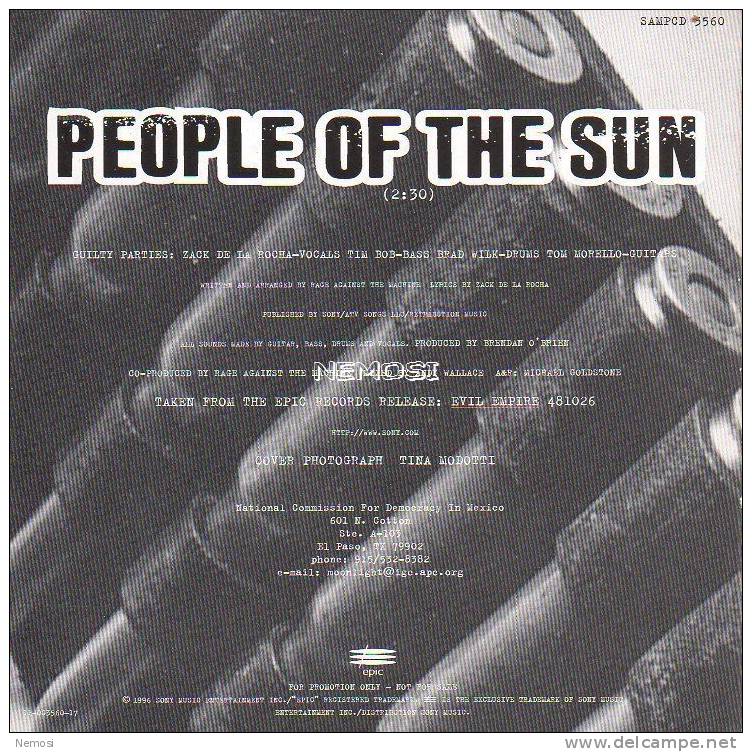 CD - RAGE AGAINST THE MACHINE - People Of The Sun (2.30) - PROMO - Verzameluitgaven
