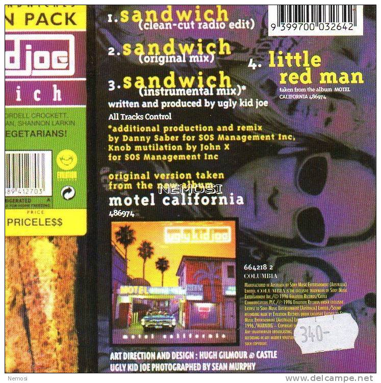 CD - UGLY KID JOE - Sandwich (clean Cut Radio Edit) - Same (original Mix) - Same (instrumental Mix) - Little Red Man - Verzameluitgaven