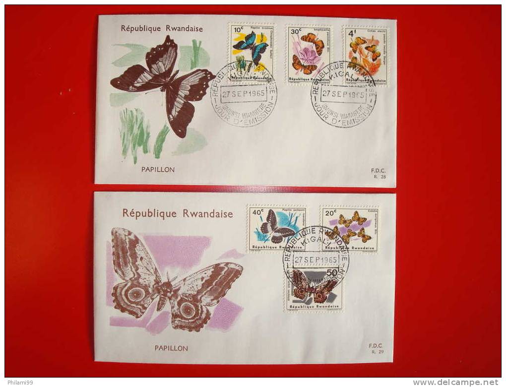 RWANDA 1965 FDC PAPILLONS / BUTTERFLIES 112/117  / Cotation 12 € / INSECTS - 1962-1969