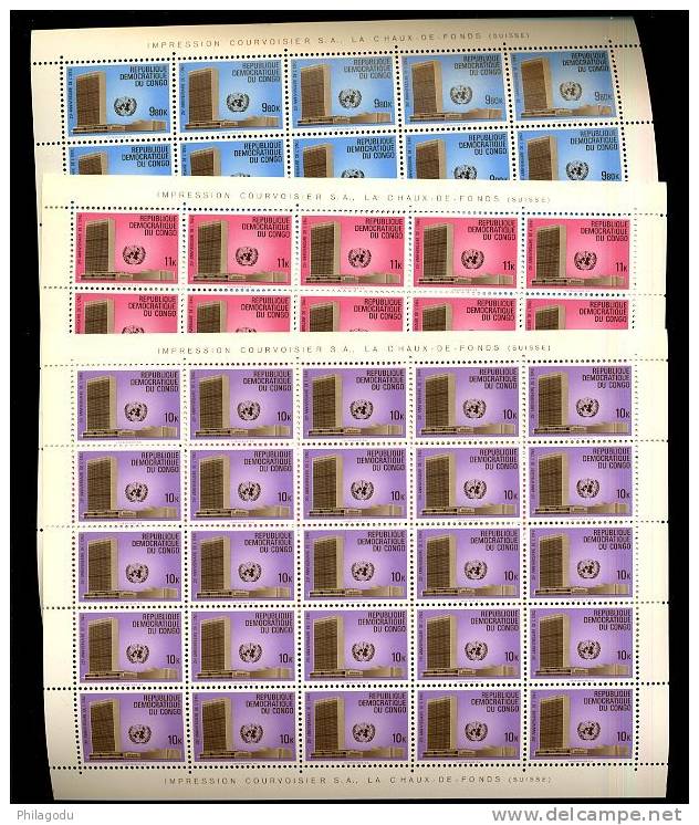 Full Sheet 25 Ex  ONU  UNO   CONGO  722/724**     10-1970 - Neufs