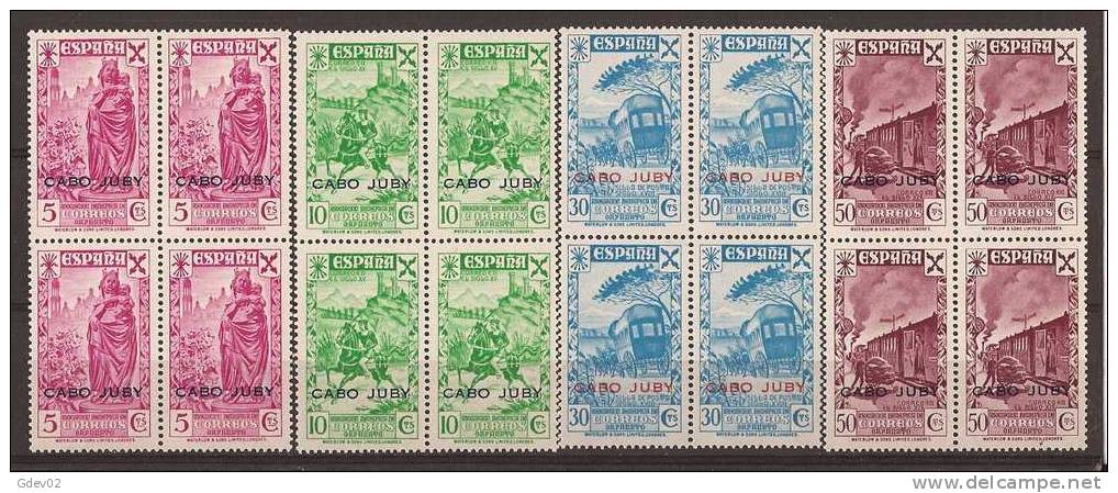 CJBE12SCSFBL-L2296TB.Maroc.Maro Cco .CABO JUBY ESPAÑOL BENEFICENCIA 1943(Ed 12/7** Bl4) Sin Charnela.LUJO BLOQUE DE 4 - Wohlfahrtsmarken