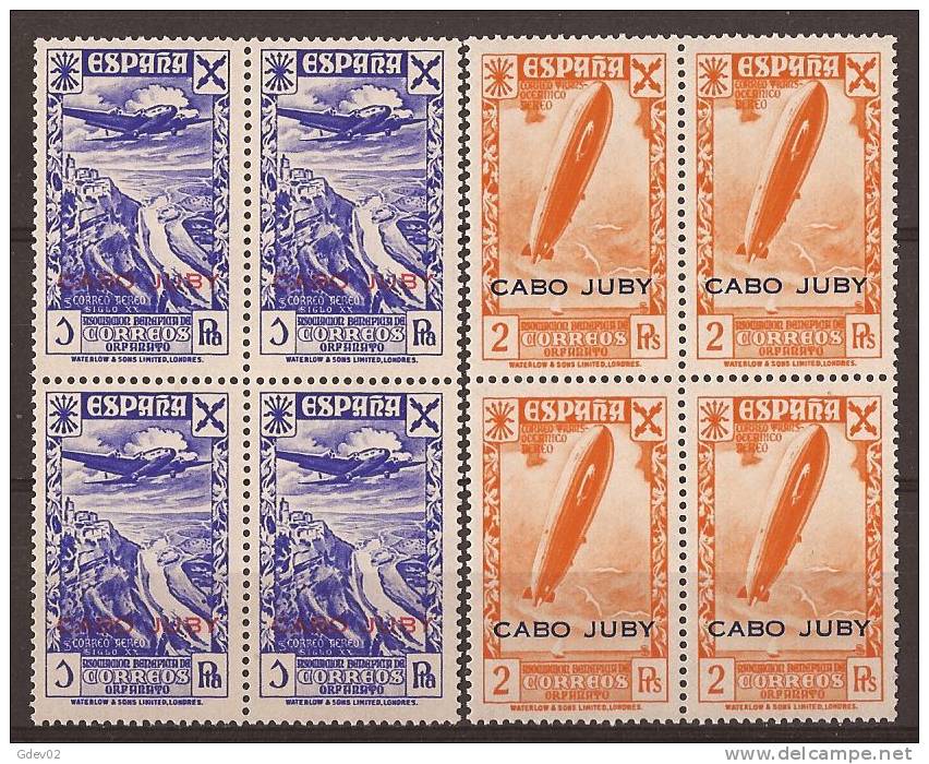 CJBE12SCSFBL-L2296TB.Maroc.Maro Cco .CABO JUBY ESPAÑOL BENEFICENCIA 1943(Ed 12/7** Bl4) Sin Charnela.LUJO BLOQUE DE 4 - Wohlfahrtsmarken