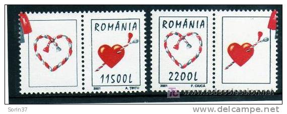 Serie Completa  Romania Año 2001 Con Viñeta Sant Valentin  Nueva - Nuevos