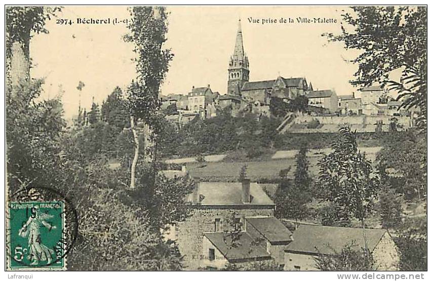 Ille Et Vilaine - Ref B406- Becherel -  Vue Prise De La Ville Malette     - Carte Bon Etat - - Bécherel