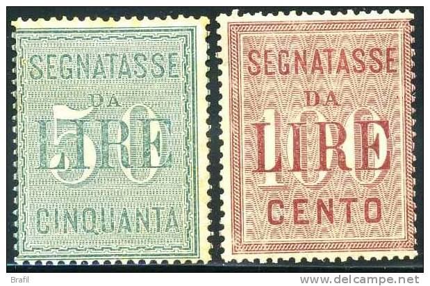 1884 Regno Segnatasse Da Lire 50 E Lire 100, Serie Completa Nuova (*) - Taxe