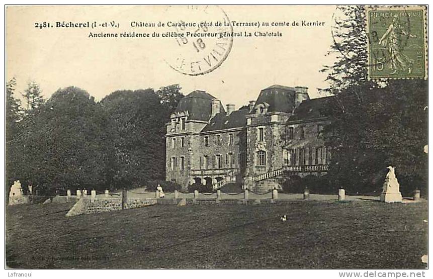 Ille Et Vilaine - Ref B346- Becherel -chateau De Caradeuc Au Comte De Kernier  - Carte Bon Etat - - Bécherel