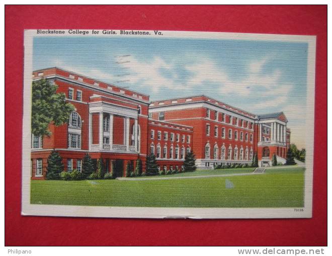 Blackstone Va  College For Girls --- Linen ---1945 Cancel - Autres & Non Classés