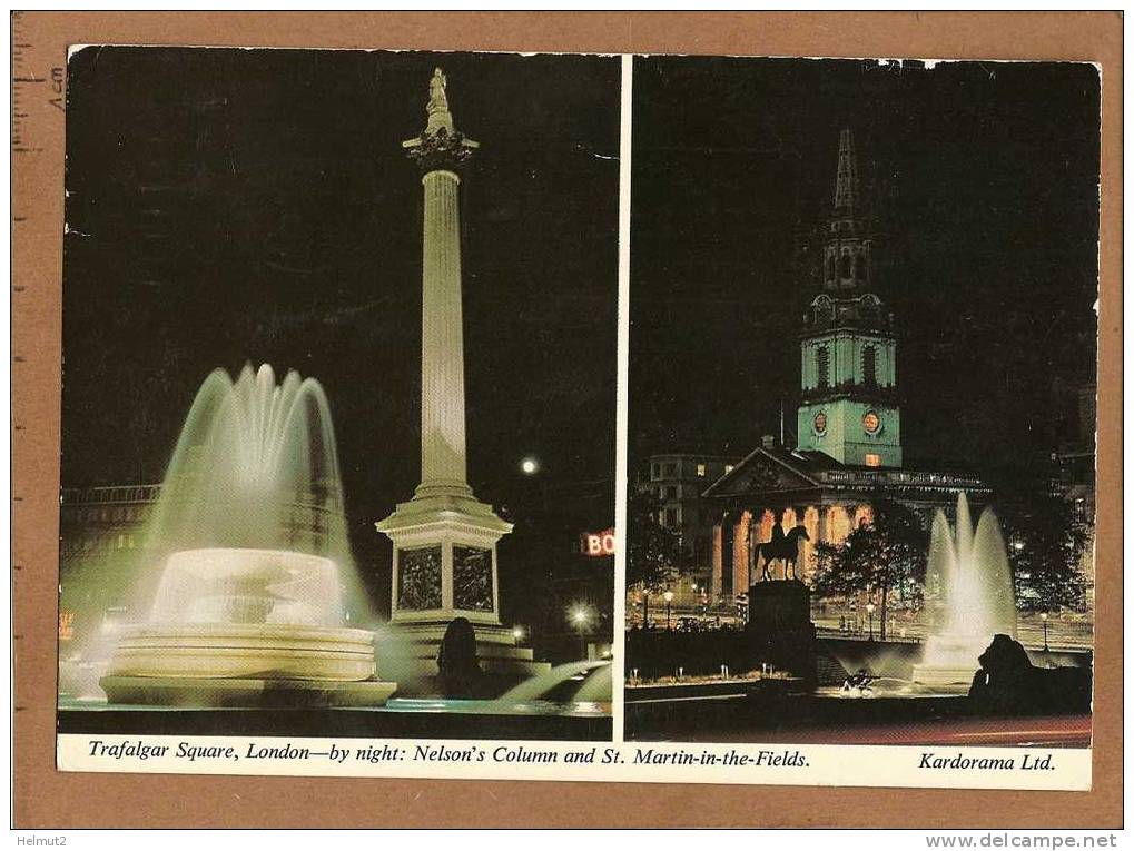 MME90 : Trafalgar Square LONDON By Night : Nelson´s Column & St.Martin In The Fields -  Circ1971 : Voir Descript. Et Dos - Trafalgar Square