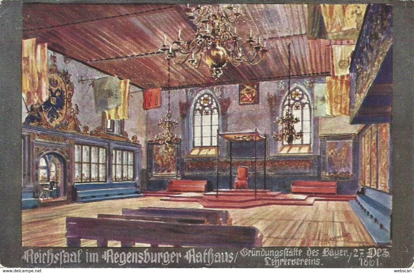AK Regensburg Rathaussaal Lehrerverein Künstler Color ~1911 #10 - Regensburg