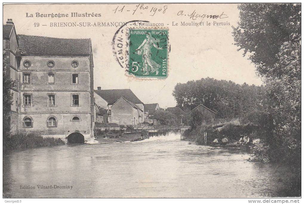 BRIENON SUR ARMANCON L'Armançon - Le Moulin Et Le Pertuis                 1908 - Water Mills