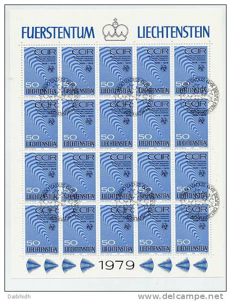 LIECHTENSTEIN 1979 CCIR Anniversary In Cancelled Sheet Of 20.  Michel 728 - Blocks & Sheetlets & Panes