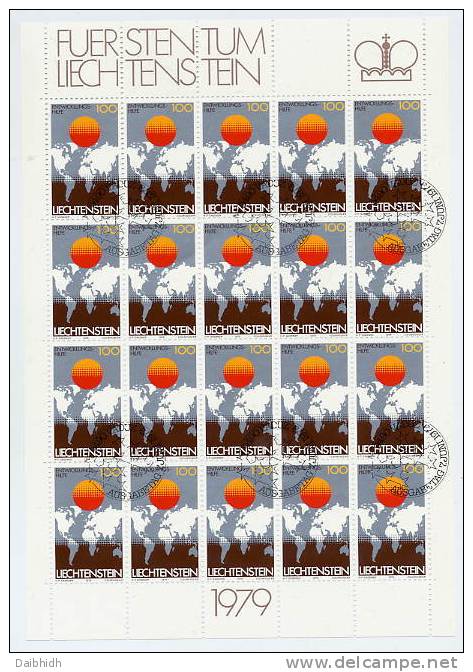 LIECHTENSTEIN 1979 Development Aid In Cancelled Sheet Of 20.  Michel 730 - Blocks & Sheetlets & Panes