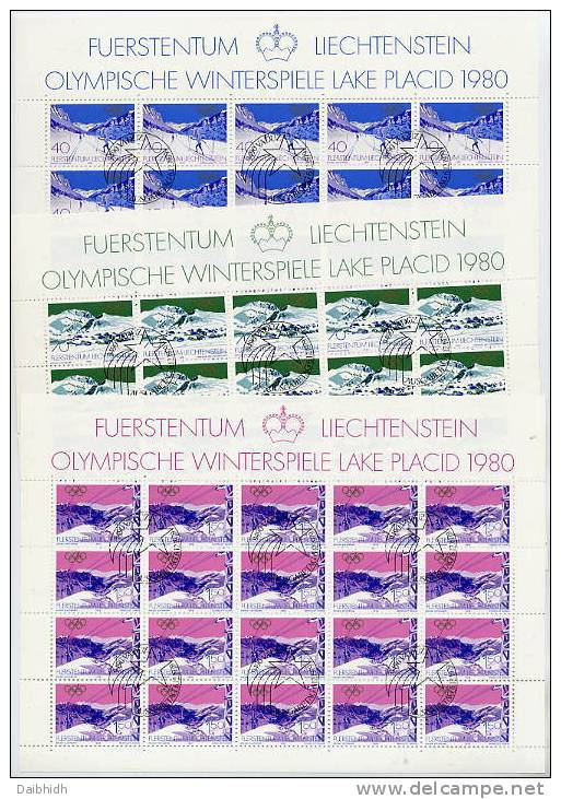 LIECHTENSTEIN 1979 Winter Olympics In Cancelled Sheets Of 20.  Michel 735-37 - Blocks & Kleinbögen