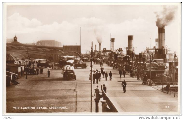 Liverpool Docks Harbour, The Landing Stage, Delivery Trucks Lorries, C1910s/20s Vintage Real Photo Postcard - Liverpool
