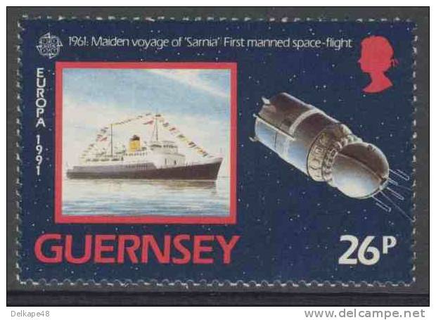 Guernsey 1991 Mi 520 ** 1961 : Maiden Voyage Of "Sarnia" + First Manned Space-flight / Bemannter Weltraumflug - Europa