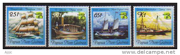 PAPOUASIE.Bateau "La Boudeuse" De Bougainville 1768, Bateau Allemand Samoa 1884,Merrir England 1889,etc. 4 T-p Neufs ** - Explorers