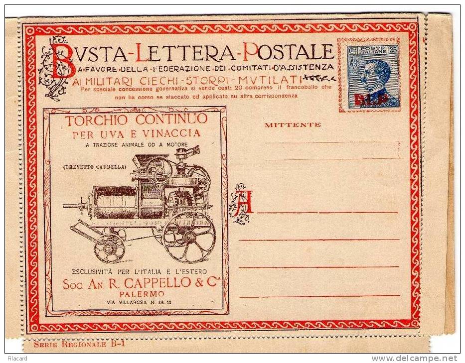 Italia Italy Italien Italie 1921-23 BLP  Busta Pubblicitaria   B.L.P. 25c Con FOGLIO - Zegels Voor Reclameomslagen (BLP)