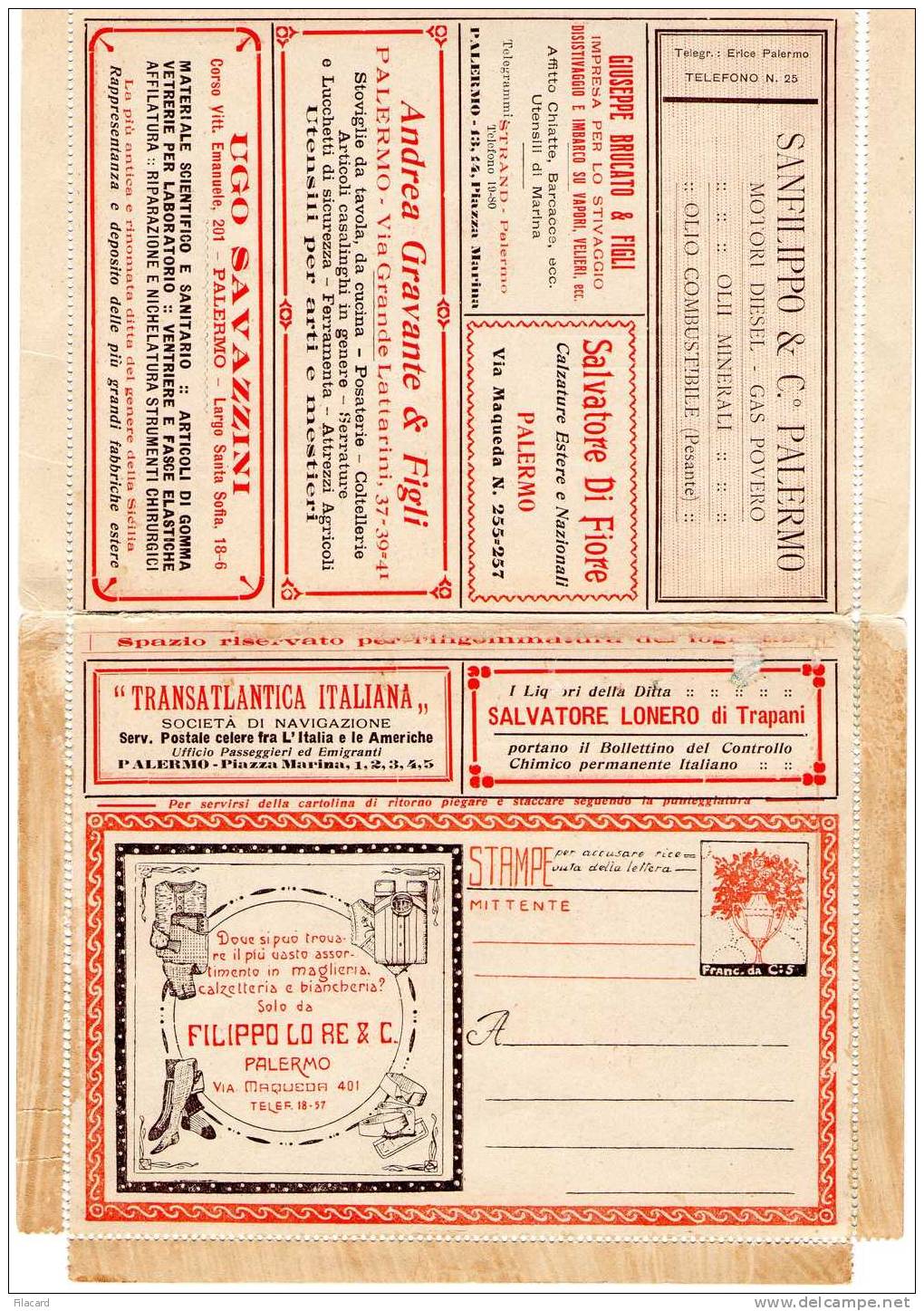 Italia Italy Italien Italie 1921-23 BLP  Busta Pubblicitaria   B.L.P. 25c Con FOGLIO - Zegels Voor Reclameomslagen (BLP)