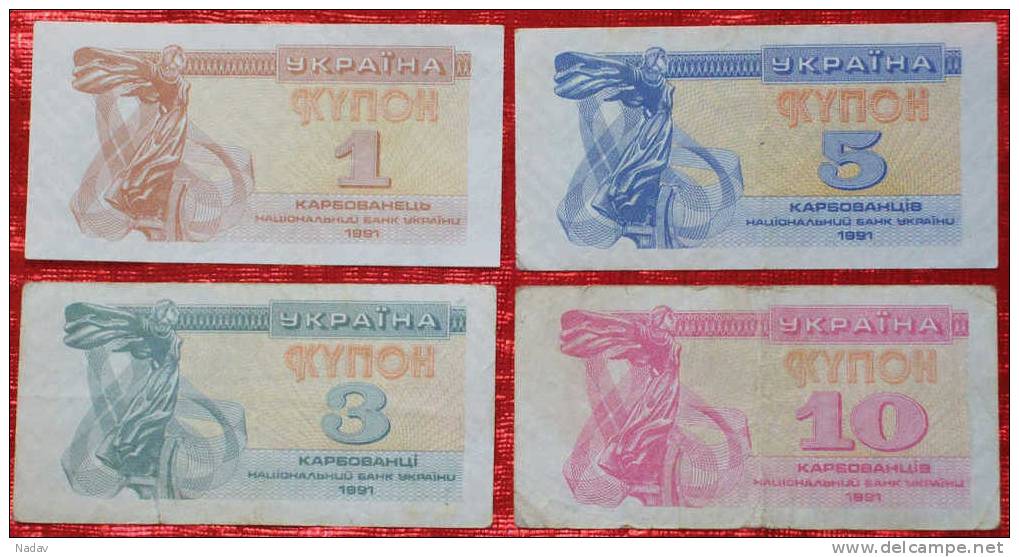 Ukraine, Coupons 1991-1,3,5,10 Karbovanetz !!! - Ukraine