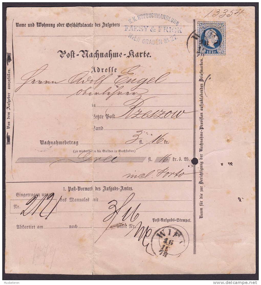 Austria Postal Stationery Ganzsache 1879 K.K.Hofbuchhandlung FAESY & FRICK Post-Nachname-Karte 10 Kr Kaiser Franz Joseph - Sonstige & Ohne Zuordnung