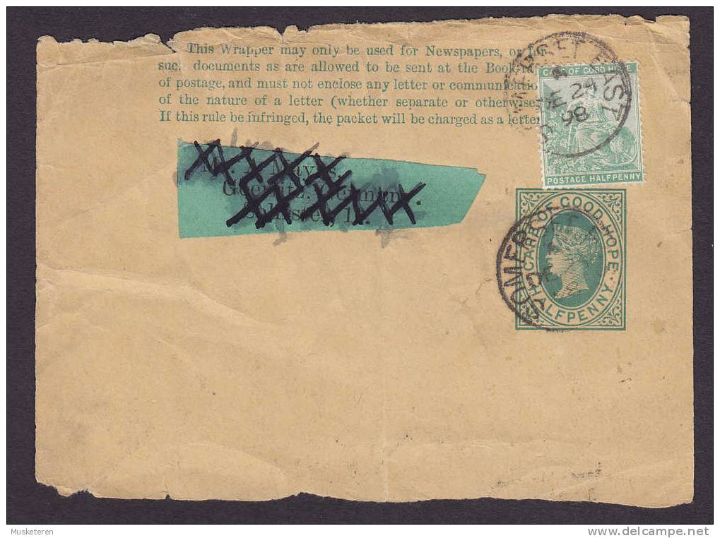 Cape Of Good Hope Uprated Postal Stationery Ganzsache Streifband Wrapper ½ P Queen Victoria SOMMERSET EAST 1898 - Kap Der Guten Hoffnung (1853-1904)