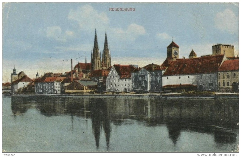 AK Regensburg Donauansicht Color 1918 Feldpost #33 - Regensburg