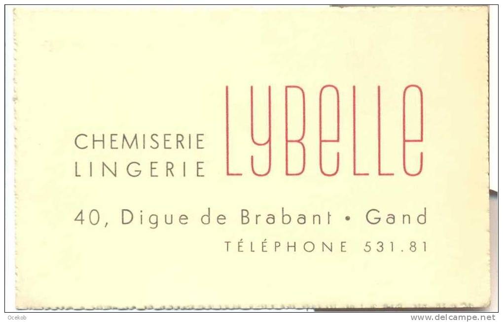 Visitekaartje Lybelle Lingerie Brabantdam Gent - Cartes De Visite