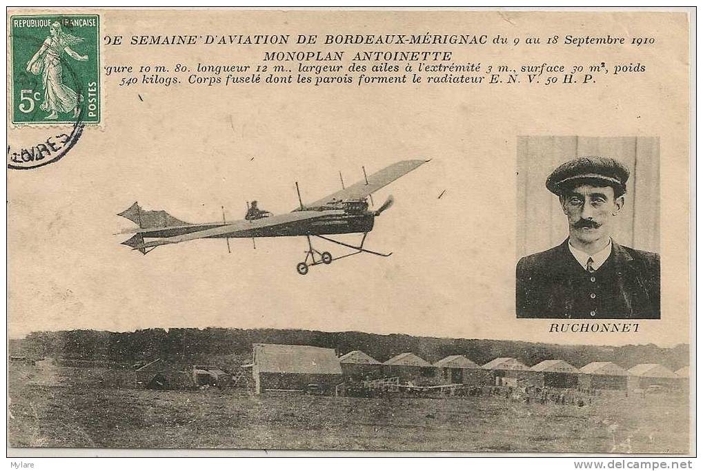 Cpa Mérignac Aviation Monoplan Antoinette - Merignac