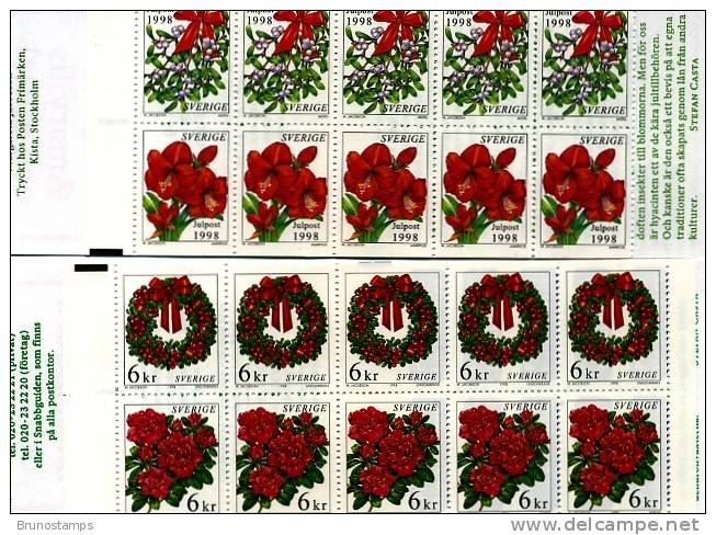 SWEDEN/SVERIGE - 1998  CHRISTMAS   TWO  BOOKLETS   MINT NH - 1981-..