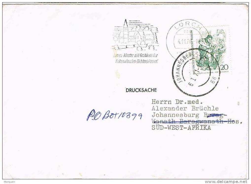Carta LORCH (Alemania Berlin) 1970 A Johannesburg. REEXPEDITE - Storia Postale