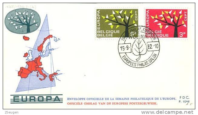 BELGIUM 1962 EUROPA CEPT FDC - 1962