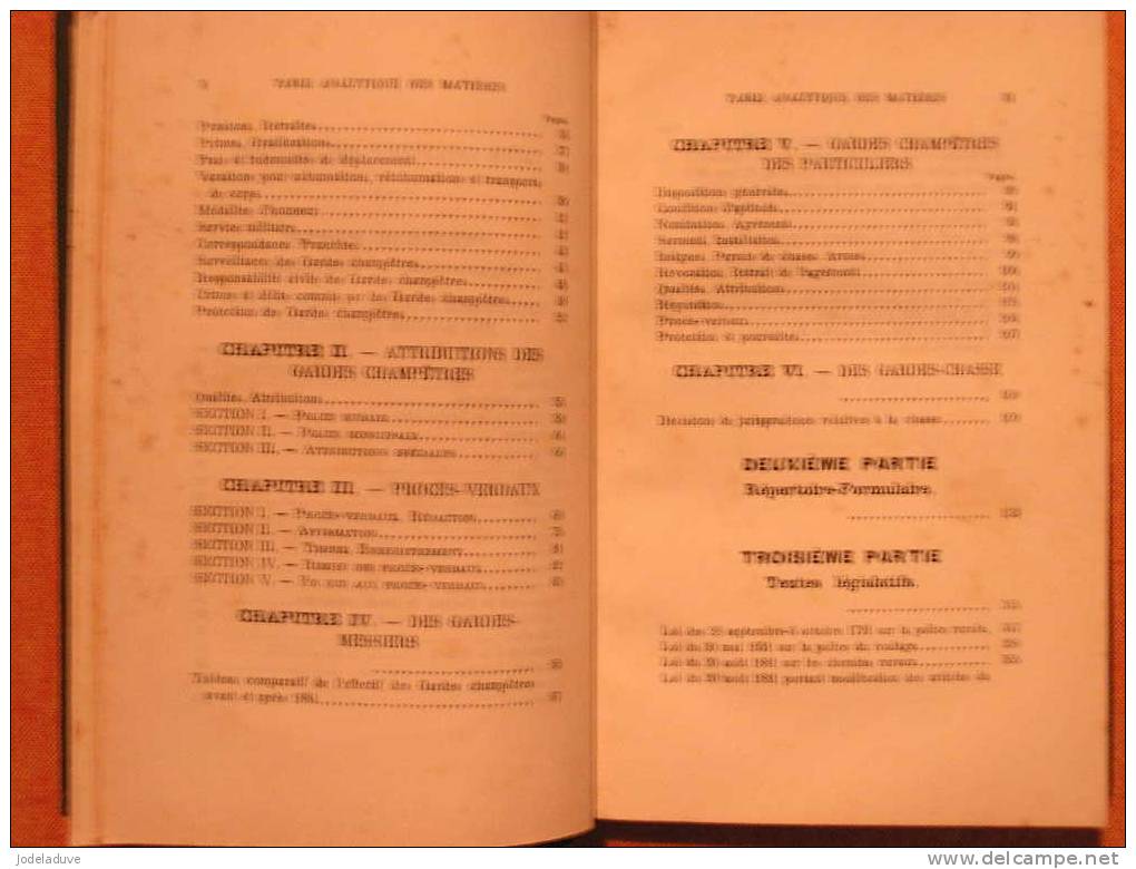 NOUVEAU MANUEL DES GARDES CHAMPETRES GARDE MESSIERS GARDE PARTICULIERS GARDE CHASSE Loi Code Pénal 1911 DUBARRY J - 1901-1940