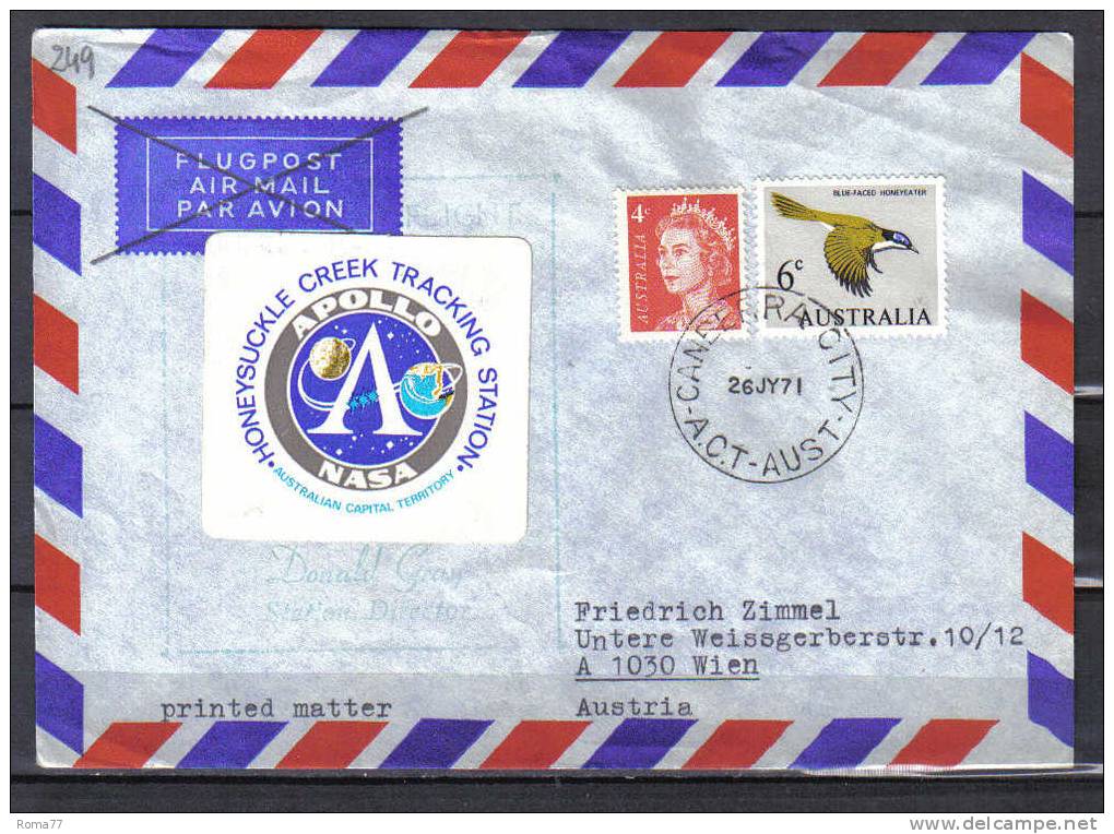 TR249 - AUSTRALIA ,  Apollo NASA 26/7/1971. - Lettres & Documents