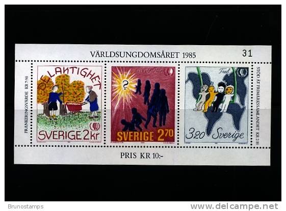 SWEDEN/SVERIGE - 1985  YEAR OF THE YOUTH  MS   MINT NH - Blocks & Sheetlets