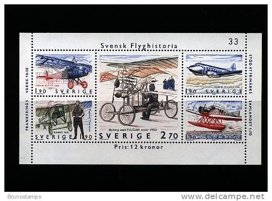 SWEDEN/SVERIGE - 1984  AVIATION HISTORY  MS   MINT NH - Blocks & Sheetlets