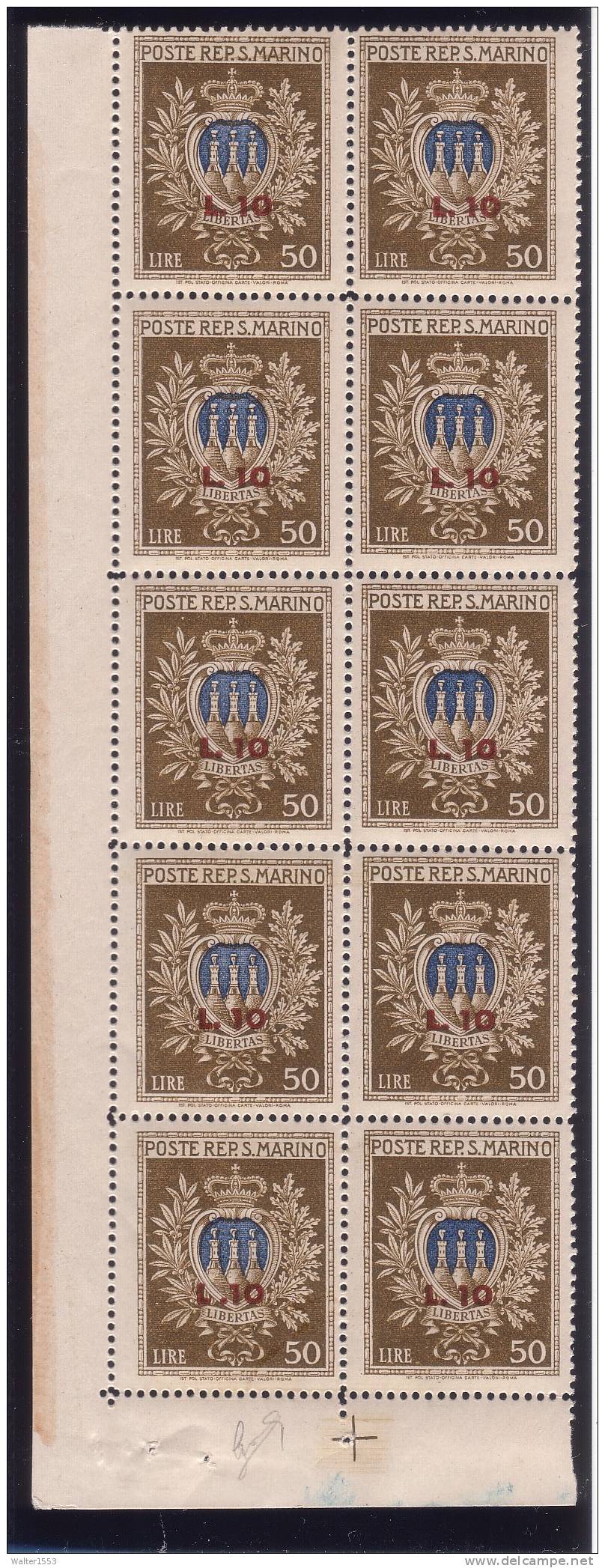 SAN MARINO 1946 MINIFOGLIO PRO OPERA ASSISTENZA RARO ** MNH QUALITA' LUSSO CERT. CAFFAZ - Unused Stamps
