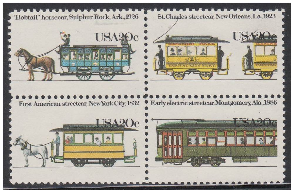 EFOSTAMPS 2062a COLOR SHIFT BLOCK COD TRAIN STREETCARS  MNH - Varietà, Errori & Curiosità